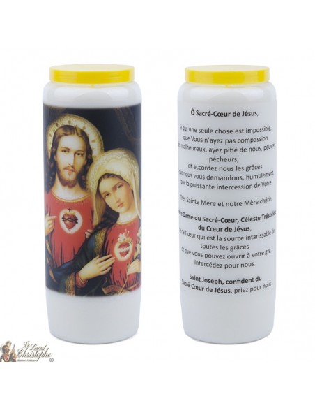 Bougies de neuvaine Sacré Coeur de Jésus et Marie - 20 pièces