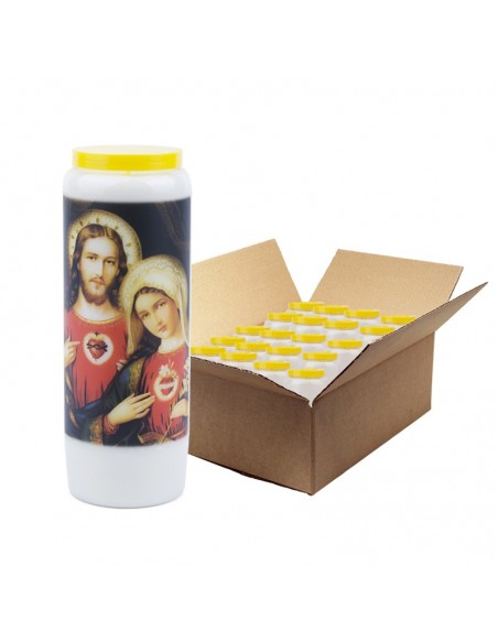 Bougies de neuvaine Sacré Coeur de Jésus et Marie - 20 pièces