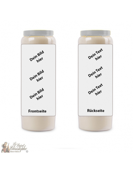 Vela de novena con tu imagen y texto - personalizable