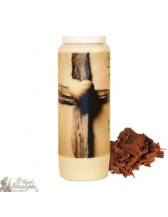 Vela de novena para el difunto, aroma de sándalo - Cruz