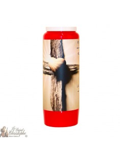 Bougie de neuvaine rouge pour défunt - Croix