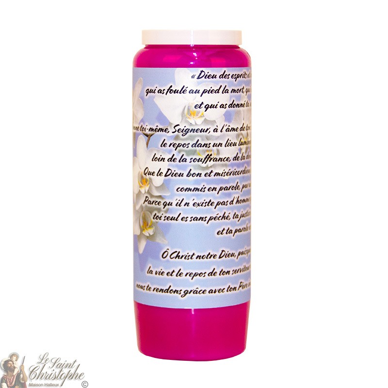 Purple Novena Candle for the Dead - Flowers