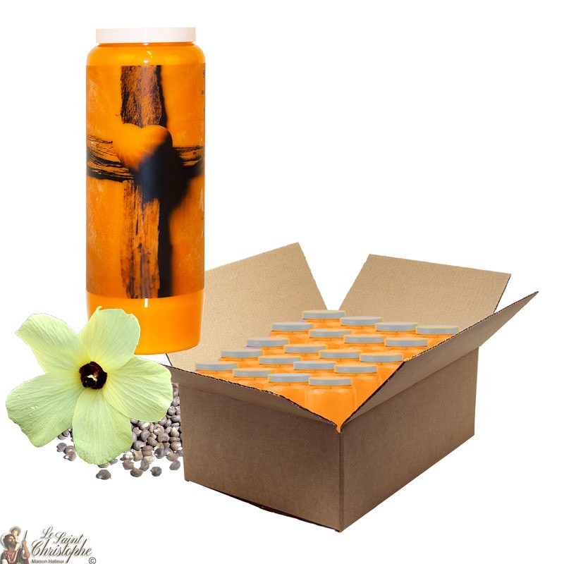 Velas de novena almizclera para el difunto - Cruz - caja 20 piezas