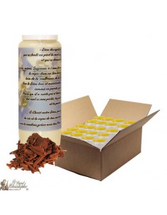 Bougie de neuvaine pour défunt parfum bois de santal - Fleurs - carton 20 pièces
