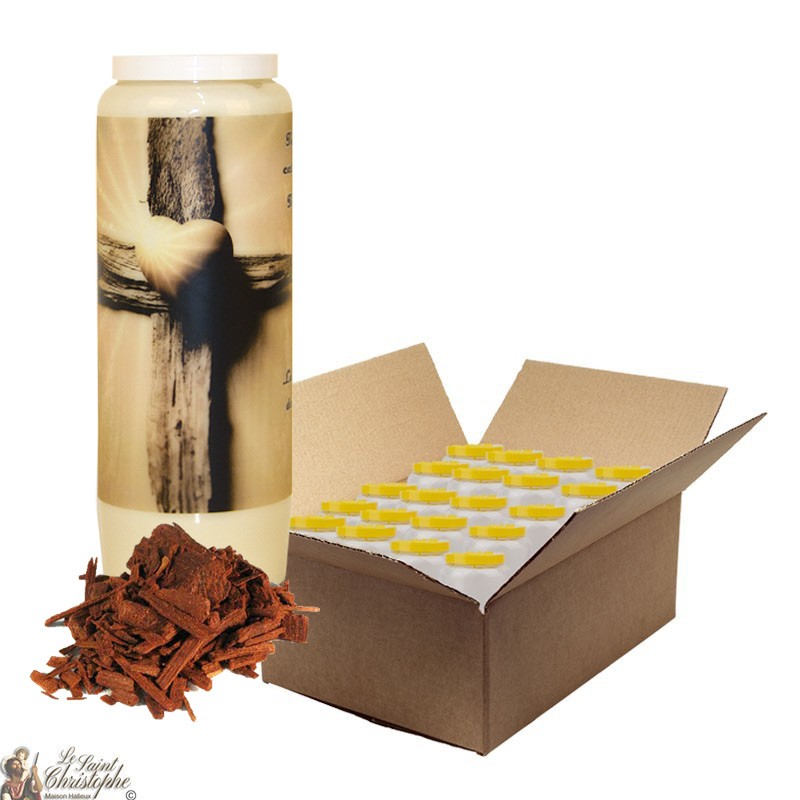 Vela de novena para el olor a sándalo muerto - Cruz - caja 20 piezas