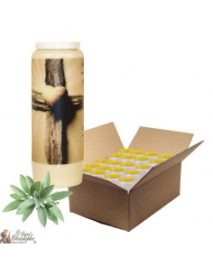 Vela de novena para el olor a salvia del difunto - Cruz - caja 20 piezas
