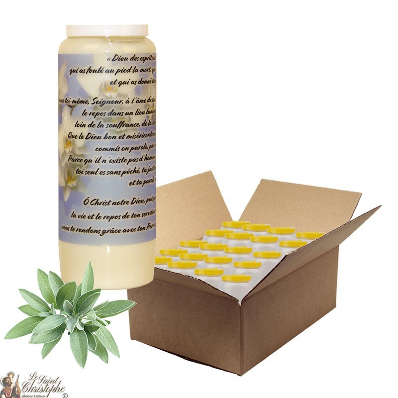 Novena candle for deceased sage scent - Flowers - box 20 pieces