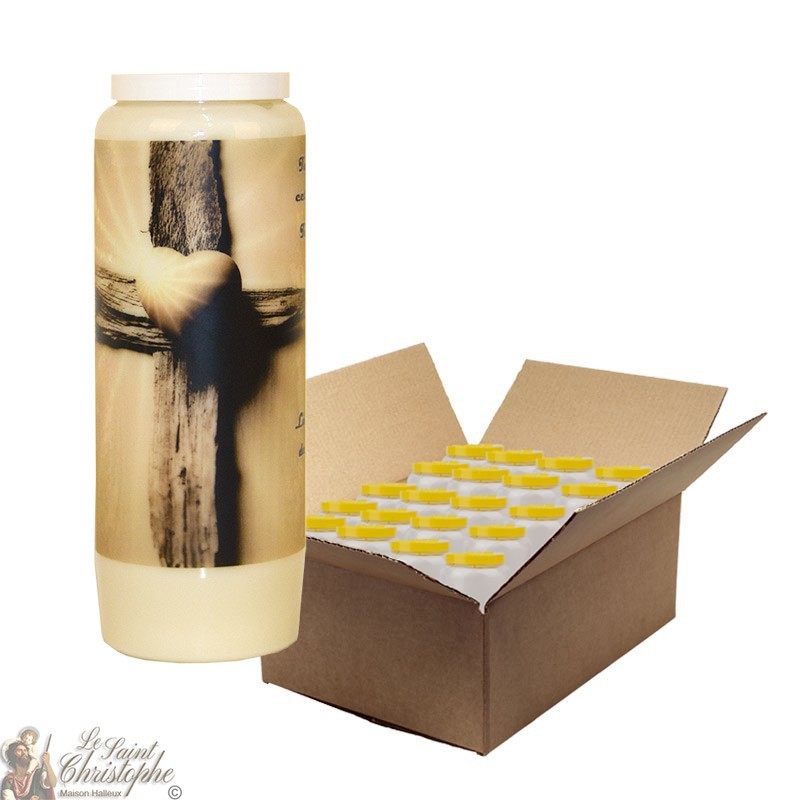 White Novena Candle for Deceased - Cross - 20 pieces