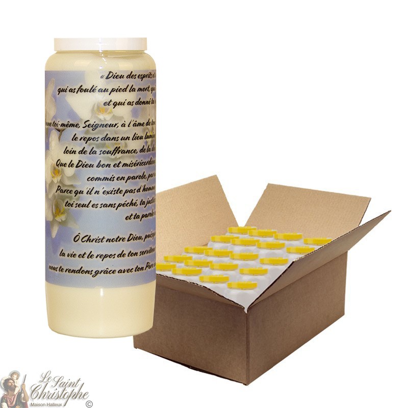 White Novena Candle for Deceased - Flowers - 20 pieces