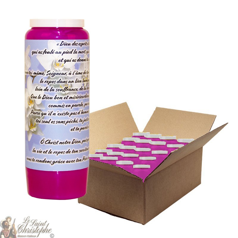 Purple Novena Candle for the Dead - Flowers - 20 pieces