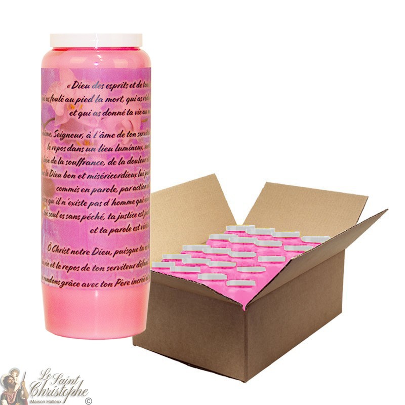 Roze Novena Kaars voor Overledenen - Bloemen - 20 stuks