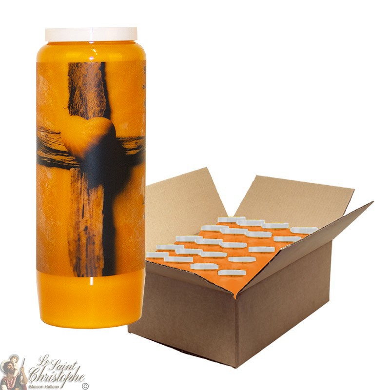 Orange Novena Candle for Deceased - Cross - 20 pieces