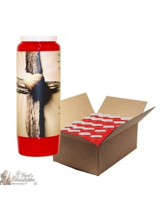 Bougie de neuvaine rouge pour défunt - Croix - 20 pièces