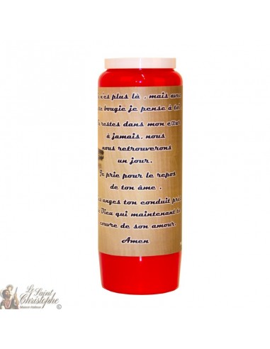 Vela de novena roja para los difuntos - Cruz - 20 piezas