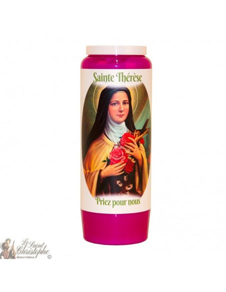 Purple Novena Candle for Saint Therese of Lisieux