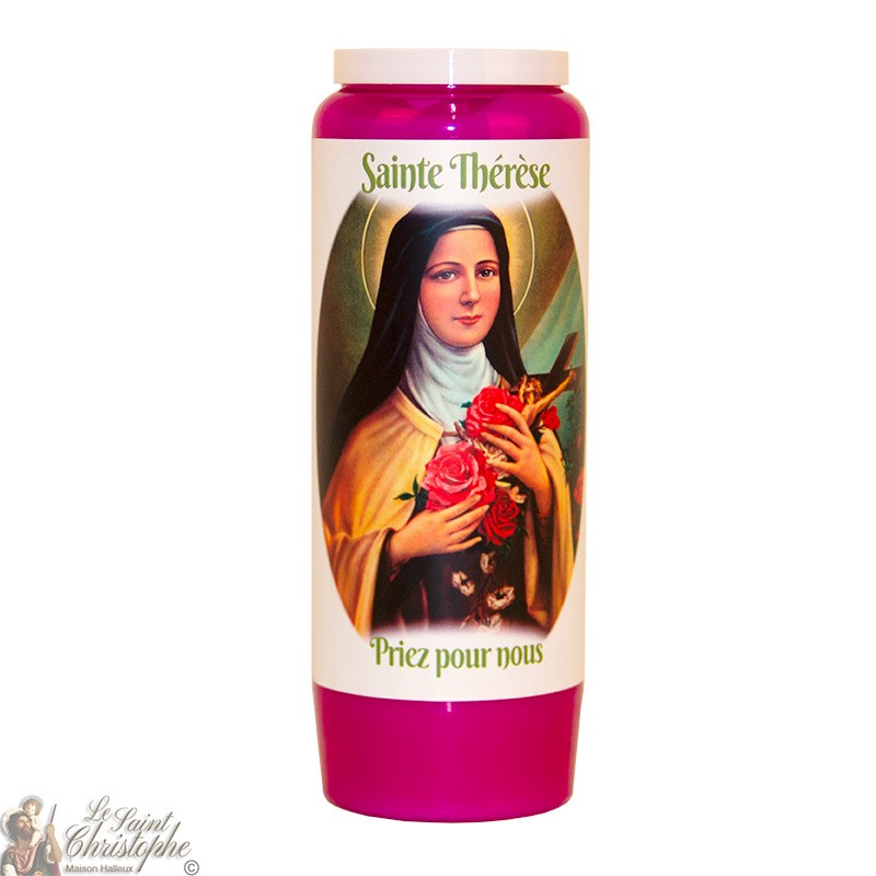 Purple Novena Candle for Saint Therese of Lisieux