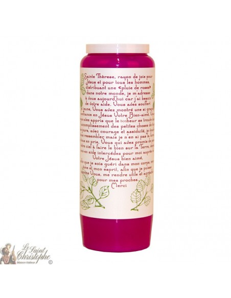 Vela de novena púrpura para Santa Teresa de Lisieux - caja de 20 piezas