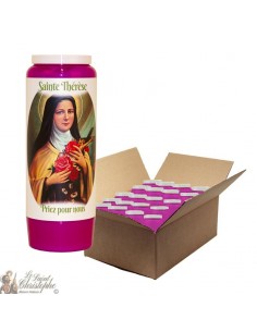 Vela de novena púrpura para Santa Teresa de Lisieux - caja de 20 piezas