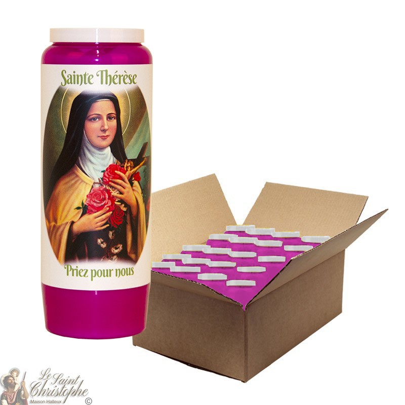 Candela novena viola per Santa Teresa di Lisieux - scatola 20 pezzi