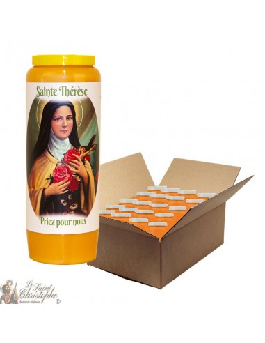 Oranje noveenkaars voor Heilige Theresia van Lisieux - doosje 20 stuks