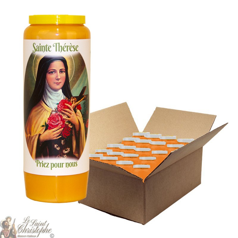 Oranje noveenkaars voor Heilige Theresia van Lisieux - doosje 20 stuks