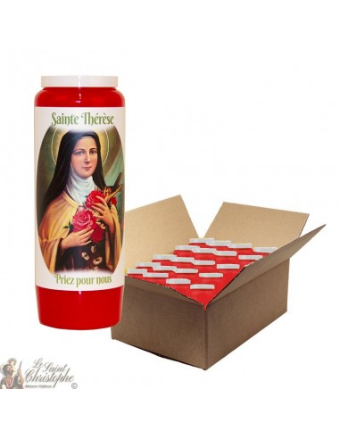 Vela de novena roja para Santa Teresa de Lisieux - caja de 20 piezas