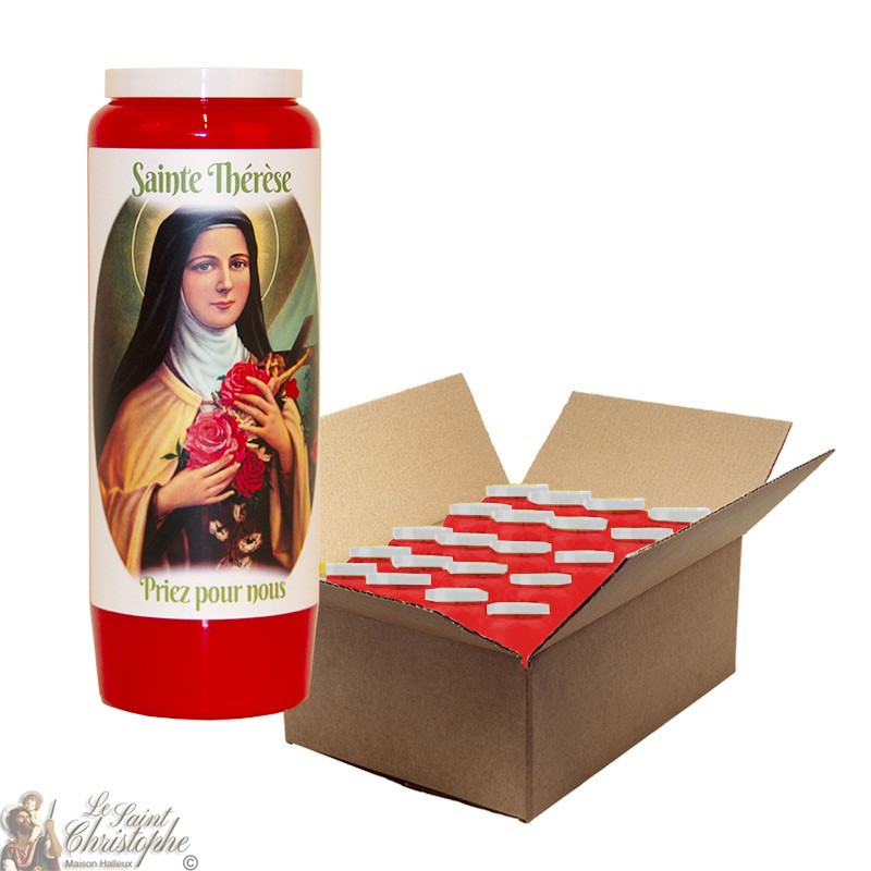 Rode noveenkaars voor Heilige Theresia van Lisieux - doosje 20 stuks