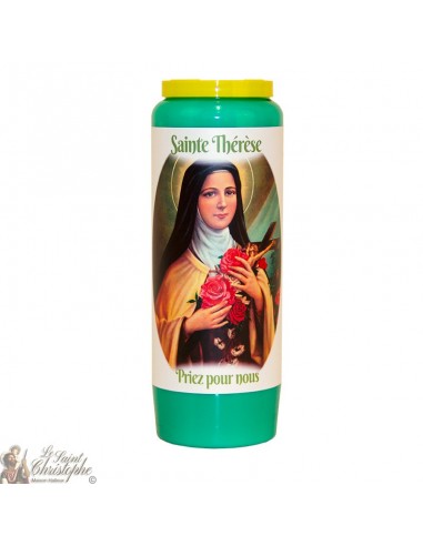 Vela verde de novena para Santa Teresa de Lisieux - caja de 20 piezas