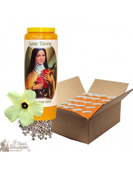Novena candle with musk for Saint Therese of Lisieux - box 20 pieces