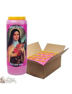 Pink Novena Candle for Saint Thérèse of Lisieux - box 20 pieces