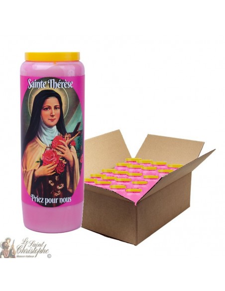 Roze Novena Kaars voor Saint Thérèse of Lisieux - doos 20 stuks