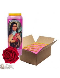 Vela de novena perfumada de rosa para Santa Teresa de Lisieux - caja 20 piezas