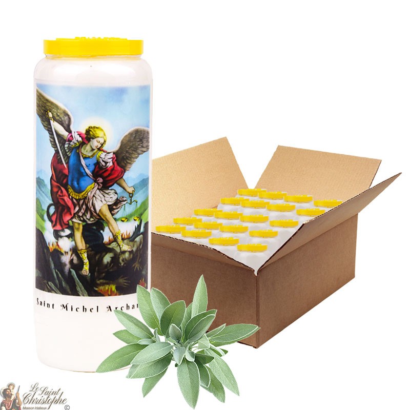 Candela novena alla salvia con salvia in San Michele - 2 - scatola 20 pezzi