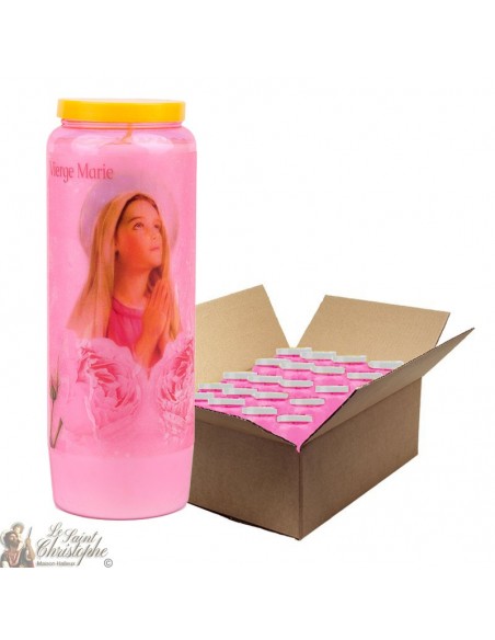 Pink Novena Candles Virgin Mary transparent - 20 pieces
