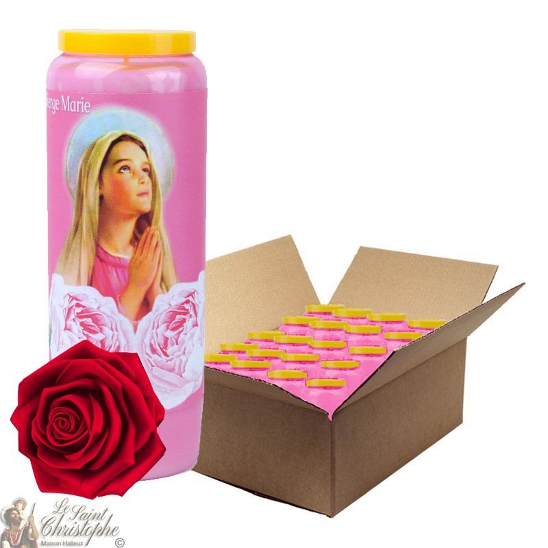 Novena Candele Vergine Maria rosa profumata - 2 - 20 pezzi