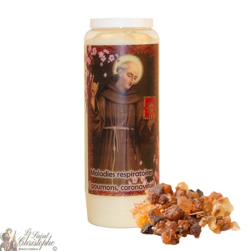 Novena Candle Saint Bernardine of Siena scented with myrrh