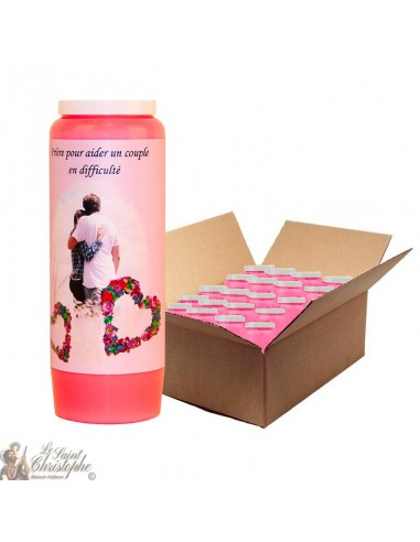 Roze Novena Kaars - Een paar in moeilijkheden helpen - doos 20 stuks