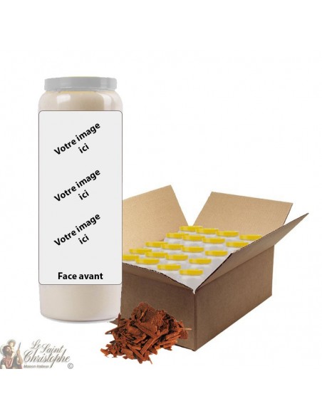 Vela de novena perfumada de sándalo - personalizable - caja 20 piezas