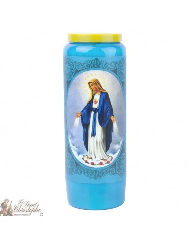 Vela novena azul a la Virgen Milagrosa - caja 20 piezas