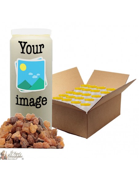 Novena candle Myrrh scented - customizable - box 20 pieces