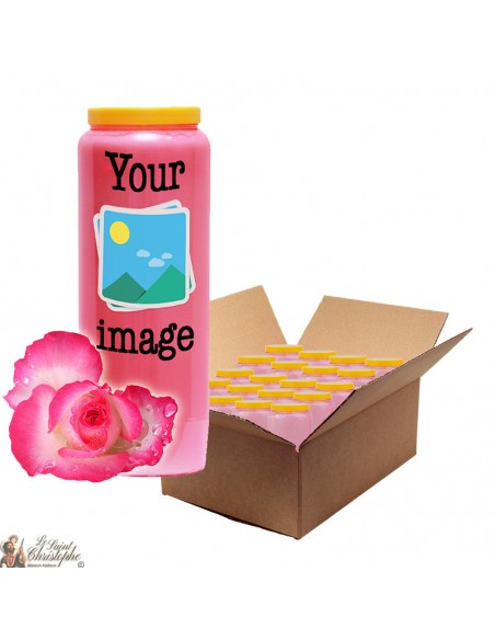 Novena candle Rose scent - customizable - box 20 pieces