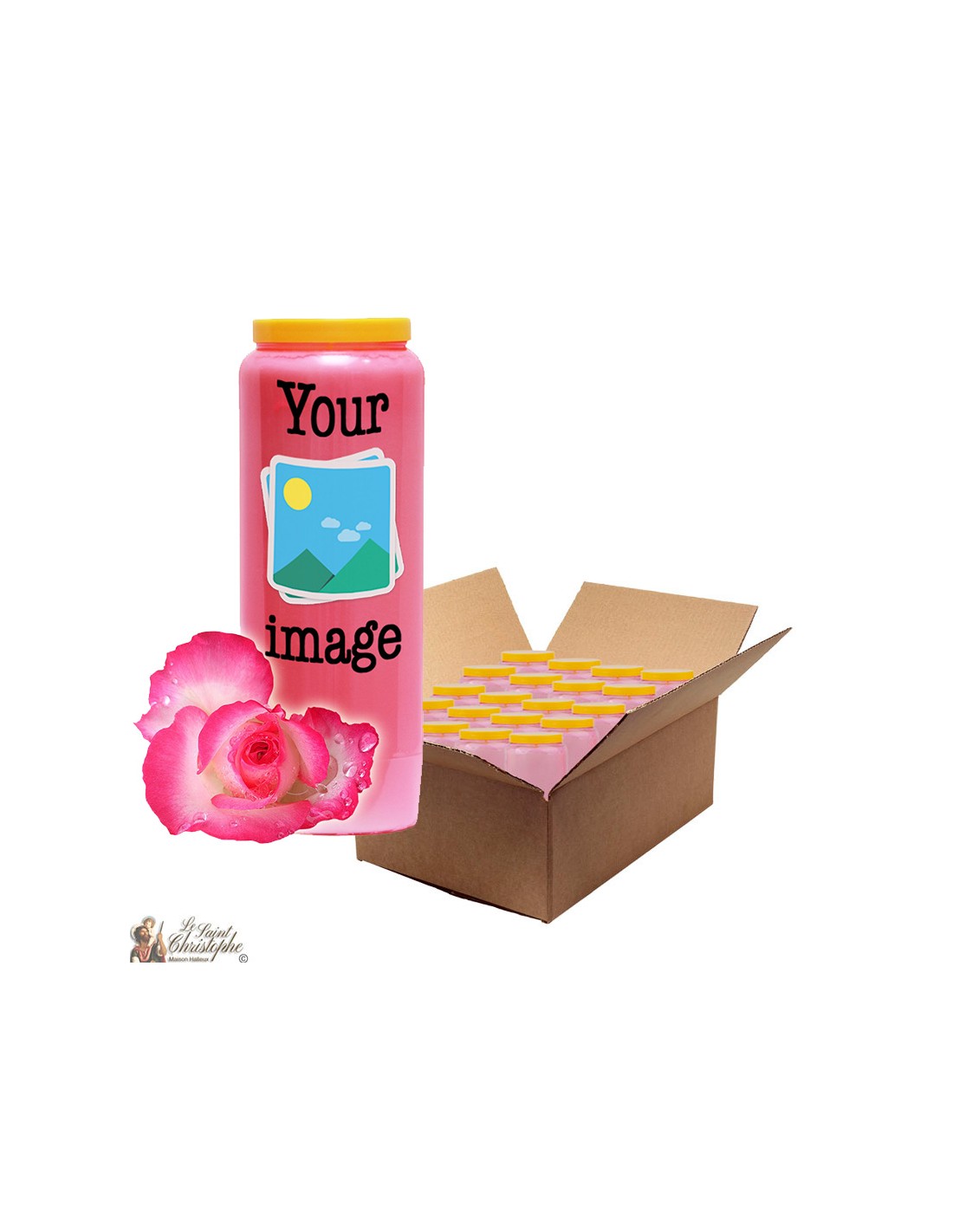 Novena candle Rose scent customizable box 20 pieces