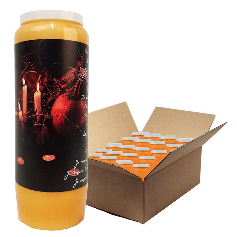 Halloween oranje novene kaarsen - Samhain pompoenen - doos 20 stuks