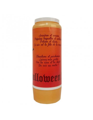 Velas de novena de color naranja de Halloween - Bruja - caja de 20 unidades