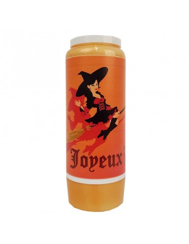 Velas de novena de color naranja de Halloween - Bruja - caja de 20 unidades