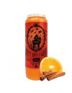 Halloween Novene Kerze Orange-Zimt duftend - Spukhaus