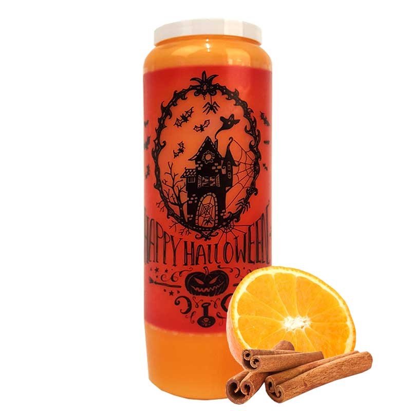 Halloween novene kaars oranje-kaneel geur - Spookhuis