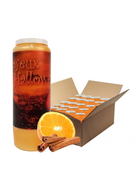 Novena candles orange-cinnamon scented Halloween pumpkin Box 20 pcs