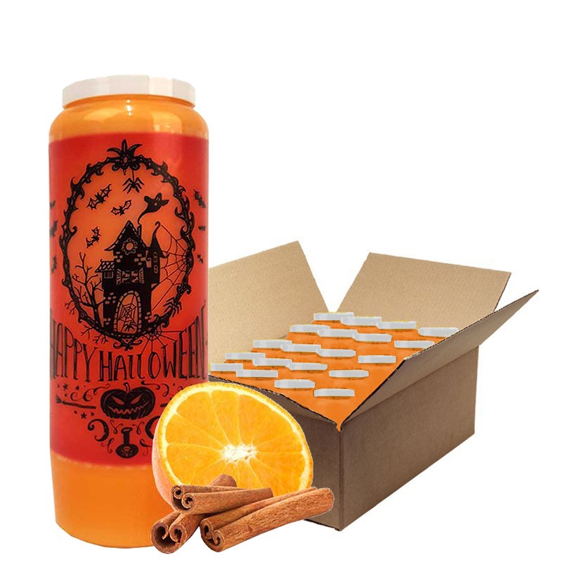 Novena candles scented orange-cinnamon Halloween manor cardboard 20 pcs