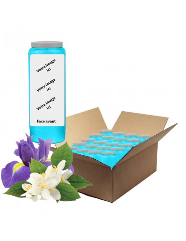 Novena kaars licht blauw jasmijn-iris geur - personaliseerbaar - doos 20 stuks